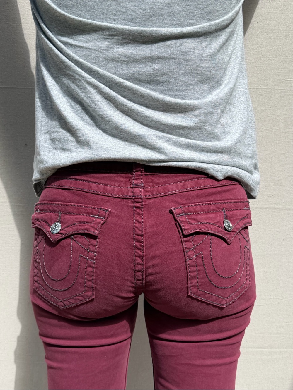 Y2K True Religion Skinny Ricky Jeans in Deep Wine